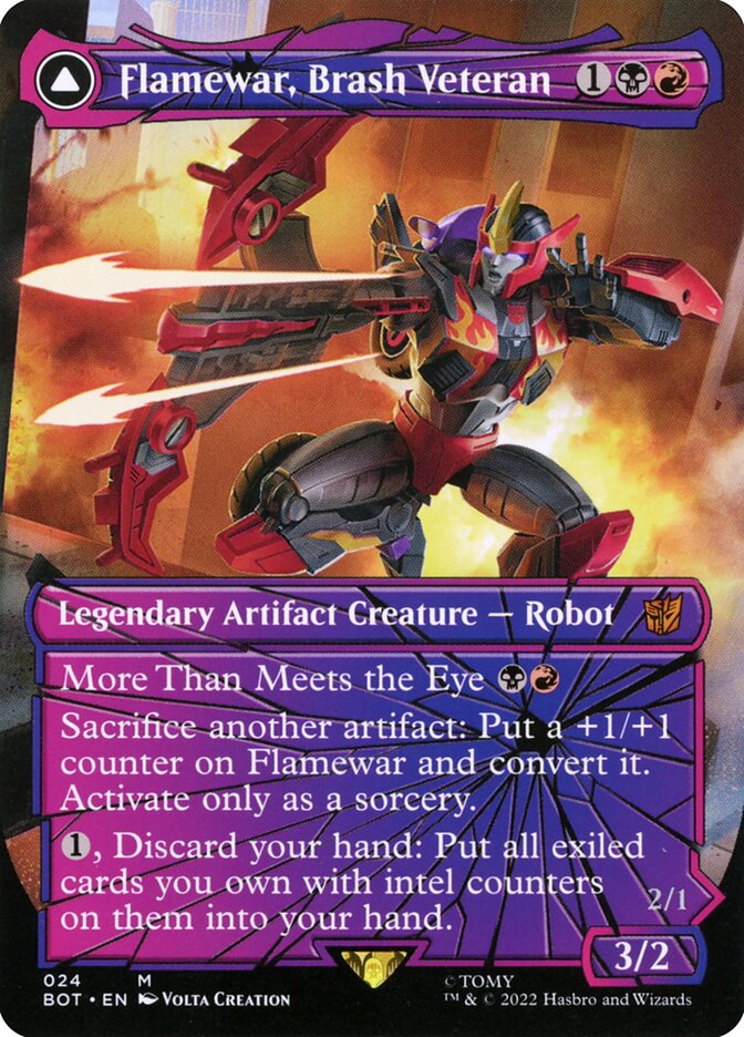 Flamewar, Brash Veteran // Flamewar, Streetwise Operative BOT-24 Transformers Magic card