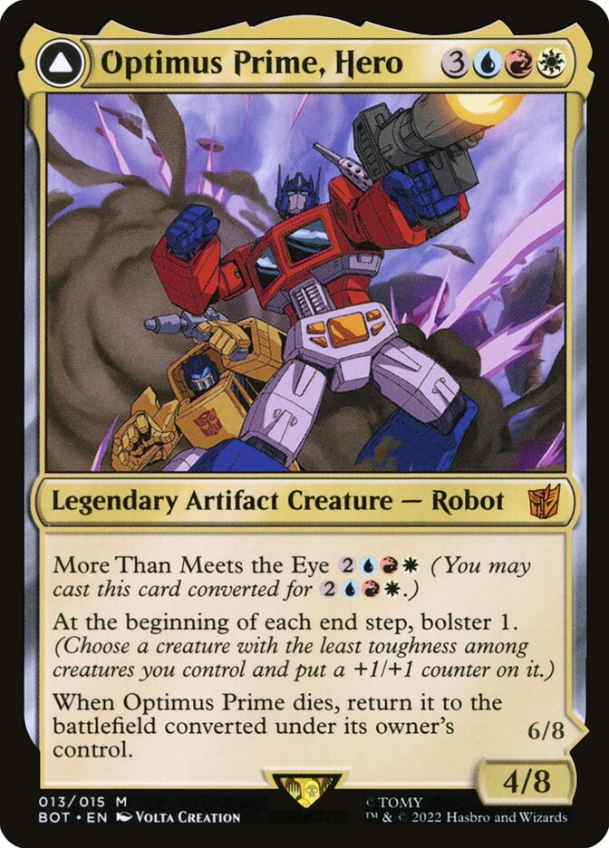 Optimus Prime, Hero // Optimus Prime, Autobot Leader BOT-13 Transformers Magic card