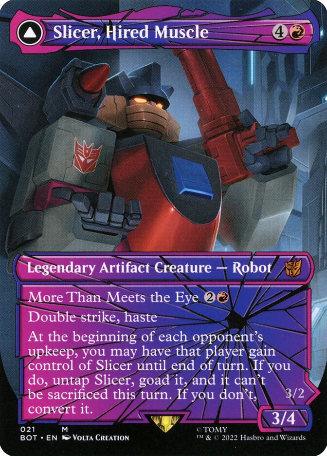 Slicer, Hired Muscle // Slicer, High-Speed Antagonist BOT-21 Transformers Magic card