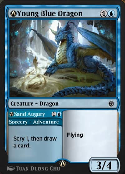 A-Young Blue Dragon // A-Sand Augury A-138 Alchemy Horizons: Baldur's Gate Magic card