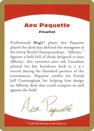 Aeo Paquette Bio WC04-AP0A World Championship Decks 2004 Magic card
