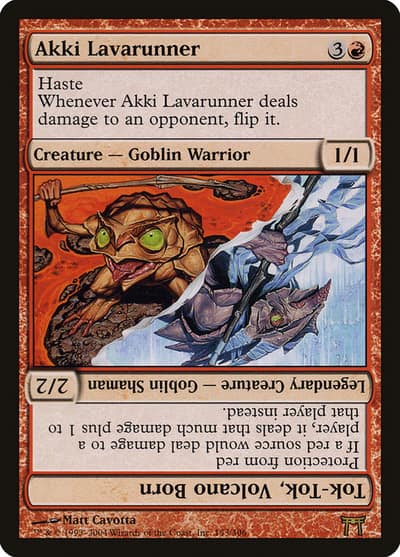 Akki Lavarunner // Tok-Tok, Volcano Born 153 Champions of Kamigawa Magic card