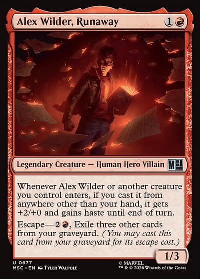 Alex Wilder, Runaway 677 Marvel Super Heroes Commander Magic card