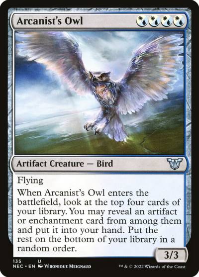 Arcanist's Owl NEC-135 Neon Dynasty Commander Magic card