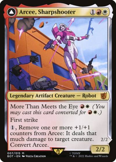 Arcee, Sharpshooter // Arcee, Acrobatic Coupe BOT-7 Transformers Magic card