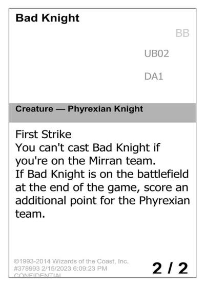 Bad Knight UB02a Unknown Event Magic card