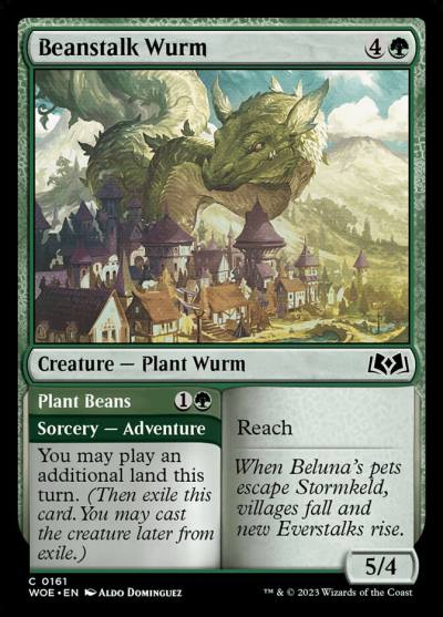 Beanstalk Wurm // Plant Beans 161 Wilds of Eldraine Magic card