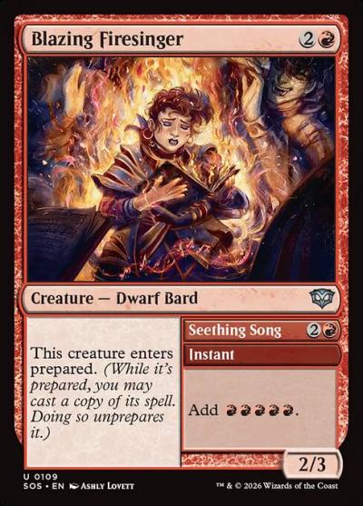 Blazing Firesinger // Seething Song SOS-109 Secrets of Strixhaven Magic card