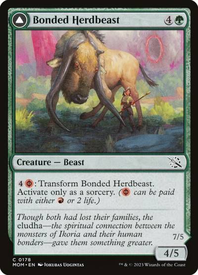 Bonded Herdbeast // Plated Kilnbeast MOM-178 March of the Machine Magic card