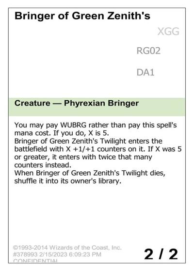 Bringer of Green Zenith's Twilight RG02a Unknown Event Magic card