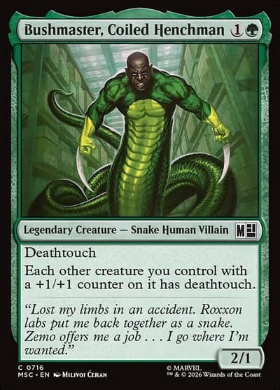Bushmaster, Coiled Henchman 716 Marvel Super Heroes Commander Magic card
