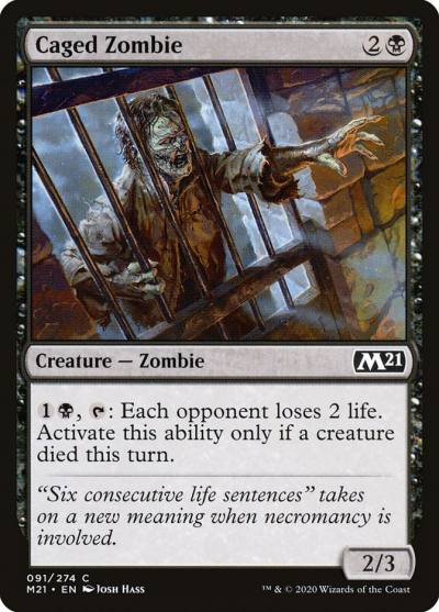Caged Zombie 91 Core Set 2021 Magic card