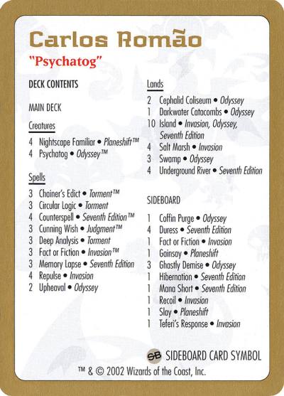 Carlos Romão Decklist WC02-CR0B World Championship Decks 2002 Magic card