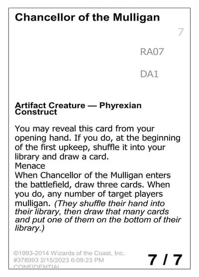Chancellor of the Mulligan RA07b Unknown Event Magic card