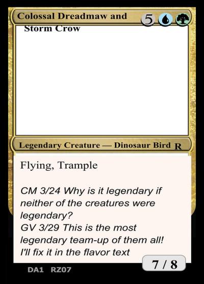 Colossal Dreadmaw and Storm Crow UNK-RZ07A Unknown Event Magic card