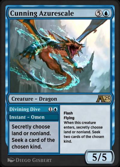 Cunning Azurescale // Divining Dive YTDM-4 Alchemy: Tarkir Magic card