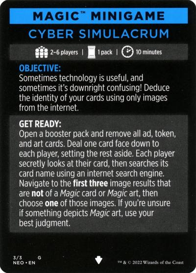 Cyber Simulacrum // Cyber Simulacrum (cont'd) MNEO-3 Kamigawa: Neon Dynasty Minigames Magic card
