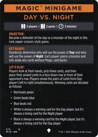 Day Vs. Night // Day vs. Night (cont'd) MMID-2 Innistrad: Midnight Hunt Minigames Magic card