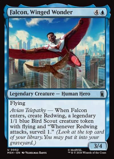 Falcon, Winged Wonder MSH-52 Marvel Super Heroes Magic card