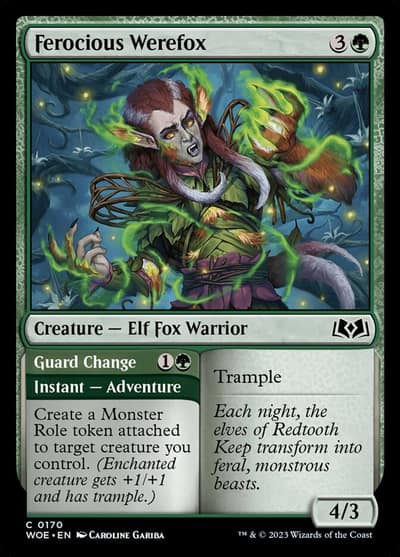 Ferocious Werefox // Guard Change 170 Wilds of Eldraine Magic card