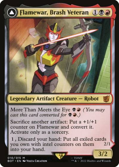 Flamewar, Brash Veteran // Flamewar, Streetwise Operative BOT-10 Transformers Magic card
