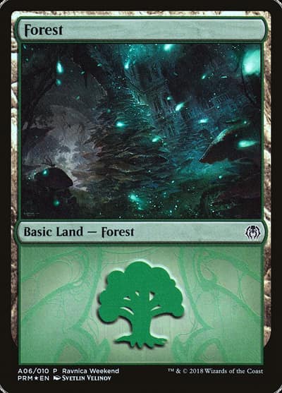 Forest PRWK-A06 GRN Ravnica Weekend Magic card