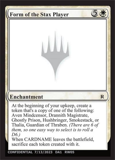 Form of the Stax Player UNK-RW05B Unknown Event Magic card