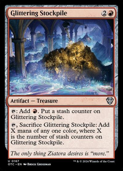 Glittering Stockpile OTC-167 Outlaws of Thunder Junction Commander Magic card