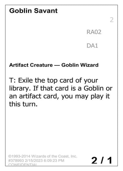 Goblin Savant RA02a Unknown Event Magic card