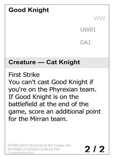 Good Knight UNK-UW01 Unknown Event Magic card