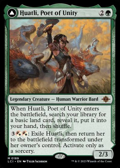 Huatli, Poet of Unity // Roar of the Fifth People LCI-189 The Lost Caverns of Ixalan Magic card