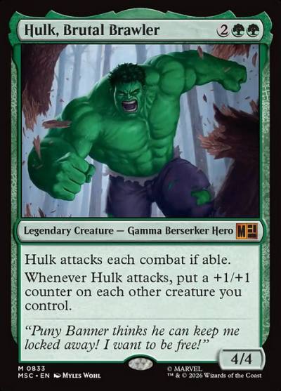 Hulk, Brutal Brawler MSC-833 Marvel Super Heroes Commander Magic card