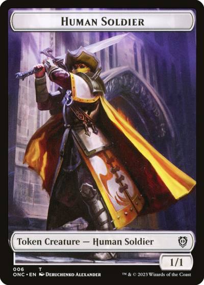 Human Soldier TONC-6 Phyrexia: All Will Be One Commander Tokens Magic card