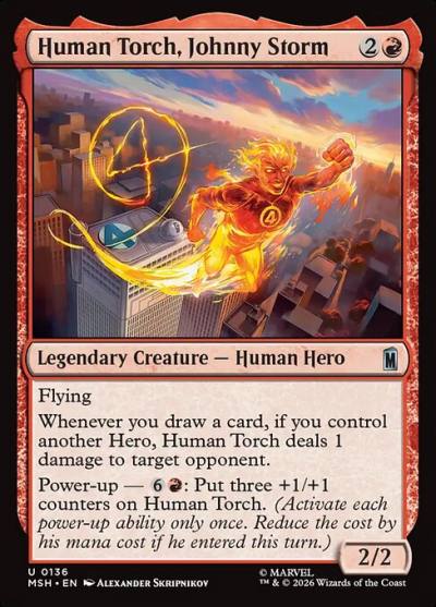 Human Torch, Johnny Storm MSH-136 Marvel Super Heroes Magic card