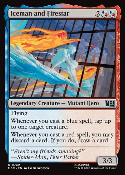 Iceman and Firestar 742 Marvel Super Heroes Commander Magic card