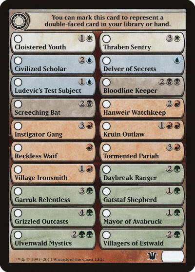 Innistrad Checklist TISD-13 Innistrad Tokens Magic card