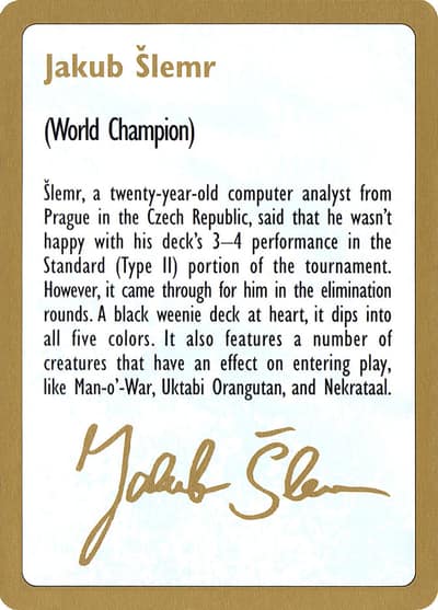 Jakub Šlemr Bio WC97-JS0A World Championship Decks 1997 Magic card