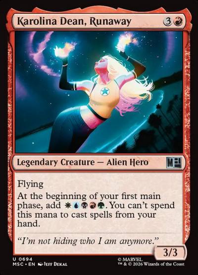 Karolina Dean, Runaway MSC-694 Marvel Super Heroes Commander Magic card