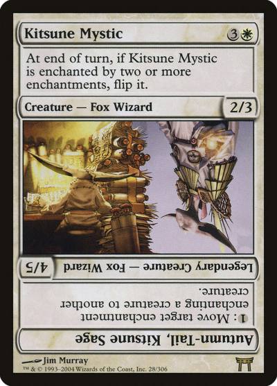 Kitsune Mystic // Autumn-Tail, Kitsune Sage 28 Champions of Kamigawa Magic card