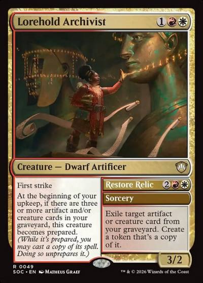 Lorehold Archivist // Restore Relic SOC-49 Secrets of Strixhaven Commander Magic card