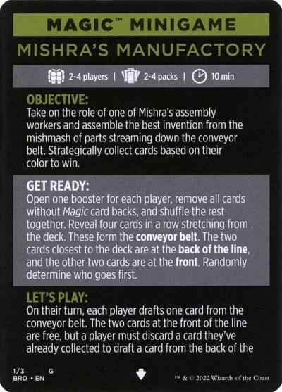 Mishra's Manufactory // Mishra's Manufactory (cont'd) MBRO-1 The Brothers' War Minigames Magic card