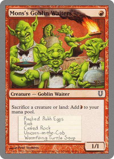 Mons's Goblin Waiters UNH-82 Unhinged Magic card
