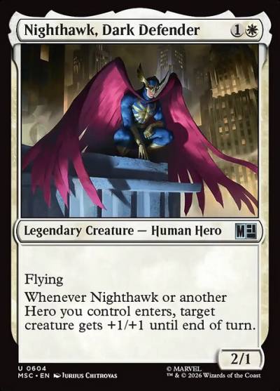 Nighthawk, Dark Defender MSC-604 Marvel Super Heroes Commander Magic card
