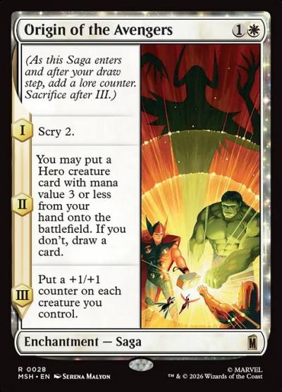 Origin of the Avengers MSH-28 Marvel Super Heroes Magic card