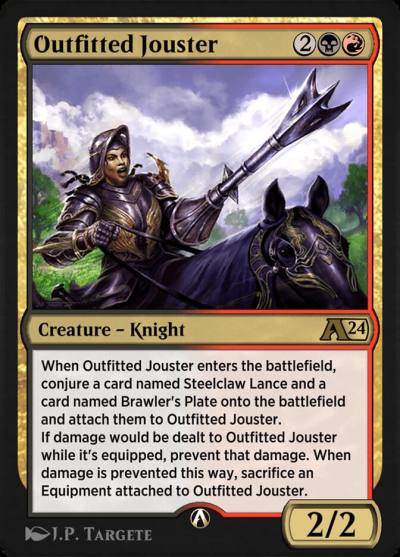 Outfitted Jouster YWOE-22 Alchemy: Wilds of Eldraine Magic card