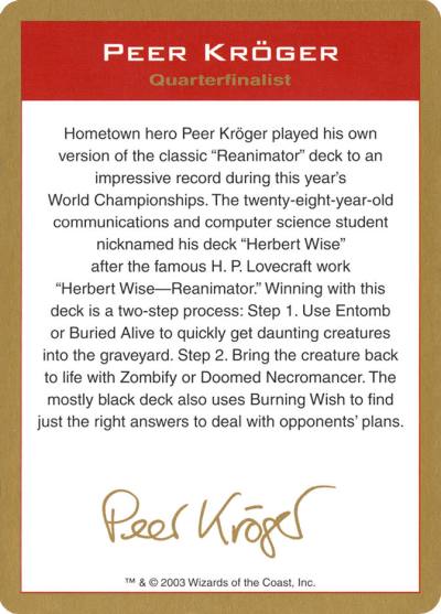 Peer Kröger Bio WC03-PK0A World Championship Decks 2003 Magic card