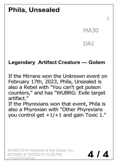 Phila, Unsealed MA30 Unknown Event Magic card
