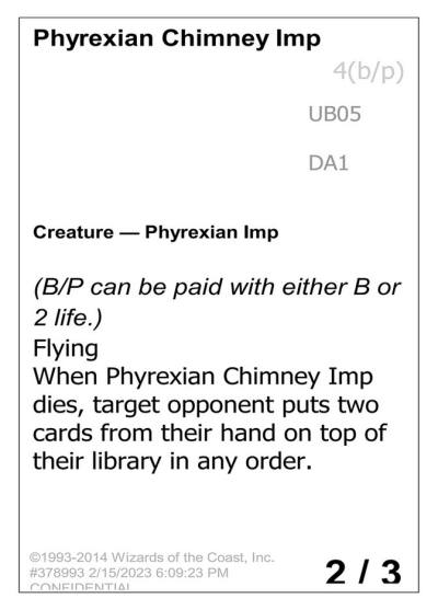 Phyrexian Chimney Imp UNK-UB05 Unknown Event Magic card
