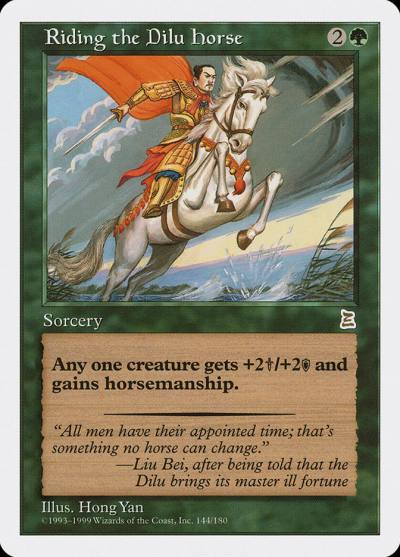 Riding the Dilu Horse PTK-144 Portal Three Kingdoms Magic card