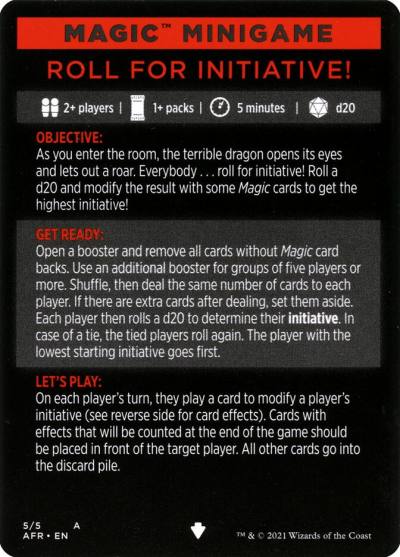 Roll for Initiative // Roll for Initiative (cont'd) MAFR-5 Adventures in the Forgotten Realms Minigames Magic card